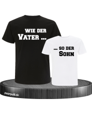 Wie der Vater so der Sohn Partnerlook Shirts in schwarz weiß