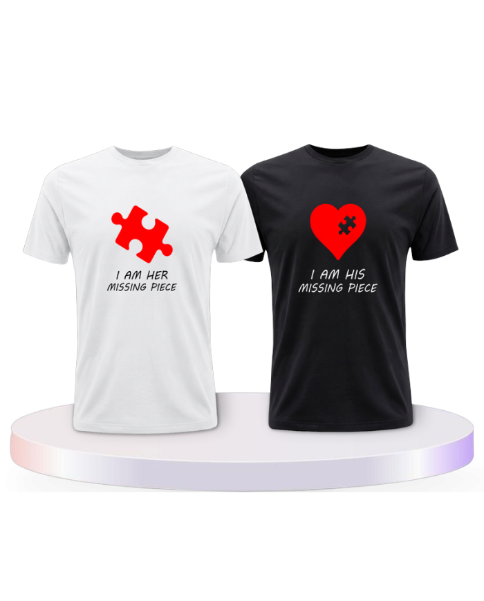 Missing Pieces mit Puzzle Stück und Herz Pärchen T-Shirts | Paarpulli