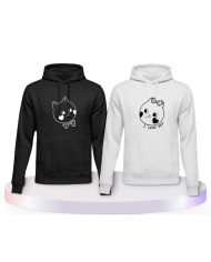 Süße Gesichter im Comic Design Couple Hoodies kaufen | Paarpulli