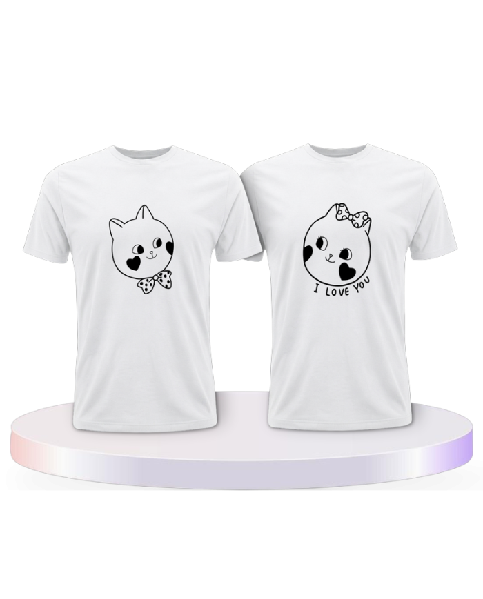 Süße Gesichter im Comic Design Couple T-Shirts kaufen | Paarpulli