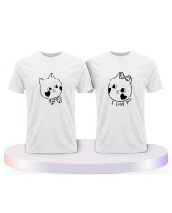 Süße Gesichter im Comic Design Couple T-Shirts kaufen | Paarpulli