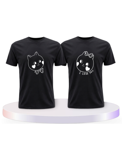 Süße Gesichter im Comic Design Couple T-Shirts kaufen | Paarpulli