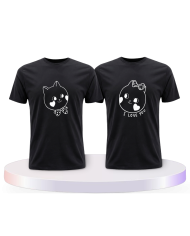 Süße Gesichter im Comic Design Couple T-Shirts kaufen | Paarpulli