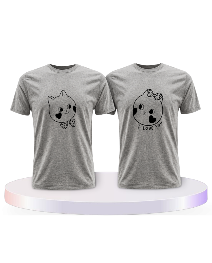 Süße Gesichter im Comic Design Couple T-Shirts kaufen | Paarpulli