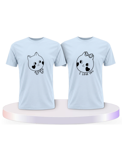 Süße Gesichter im Comic Design Couple T-Shirts kaufen | Paarpulli