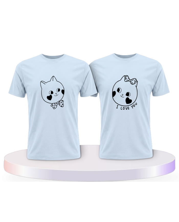 Süße Gesichter im Comic Design Couple T-Shirts kaufen | Paarpulli