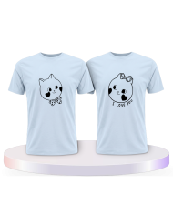 Süße Gesichter im Comic Design Couple T-Shirts kaufen | Paarpulli