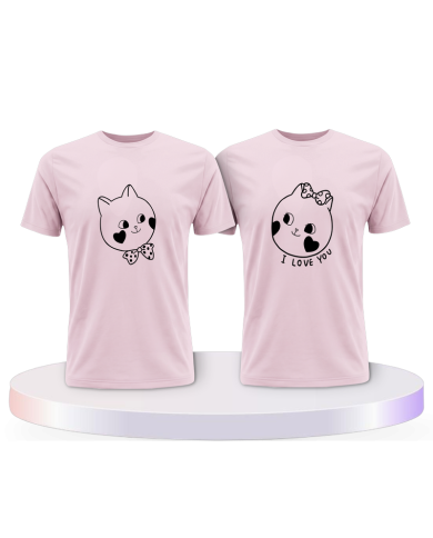 Süße Gesichter im Comic Design Couple T-Shirts kaufen | Paarpulli