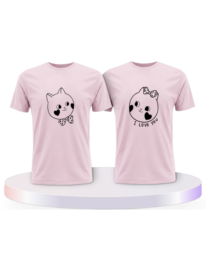 Süße Gesichter im Comic Design Couple T-Shirts kaufen | Paarpulli