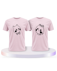 Süße Gesichter im Comic Design Couple T-Shirts kaufen | Paarpulli