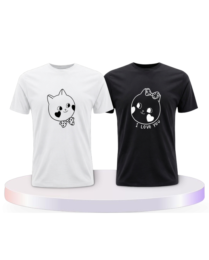 Süße Gesichter im Comic Design Couple T-Shirts kaufen | Paarpulli
