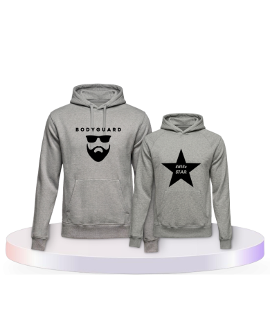 Bodyguard und Little Star Eltern-Kind Hoodies | Paarpulli