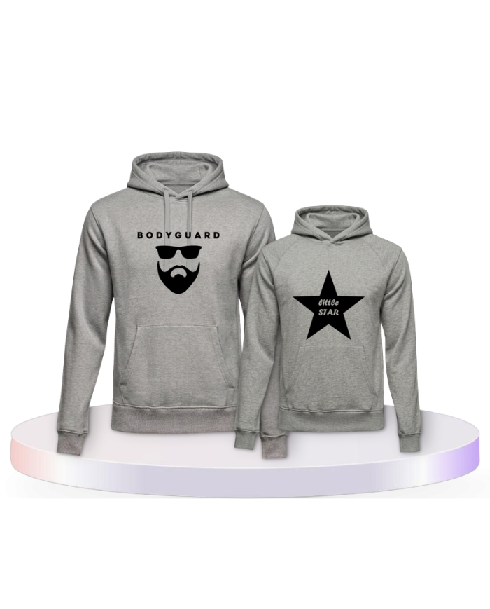 Bodyguard und Little Star Eltern-Kind Hoodies | Paarpulli