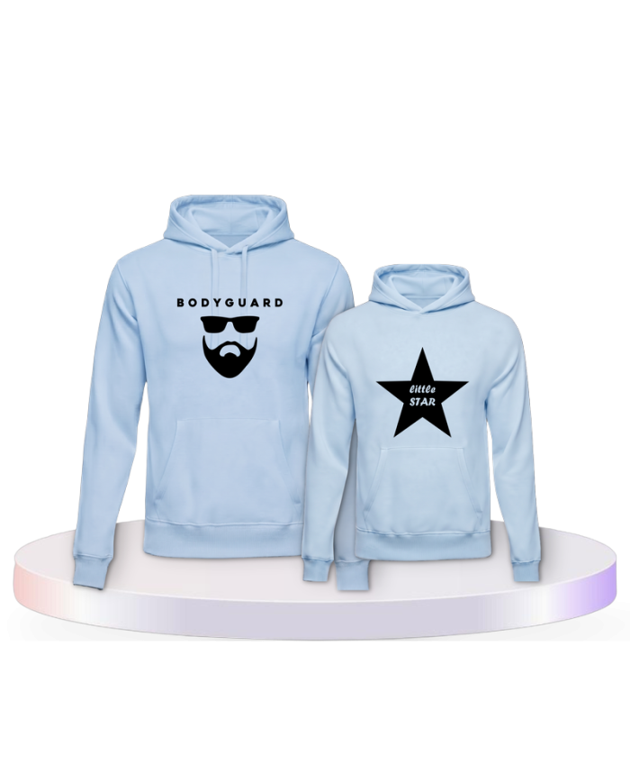 Bodyguard und Little Star Eltern-Kind Hoodies | Paarpulli
