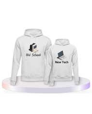 Old School New Tech Erwachsen und Kind Pärchen Hoodies | Paarpulli