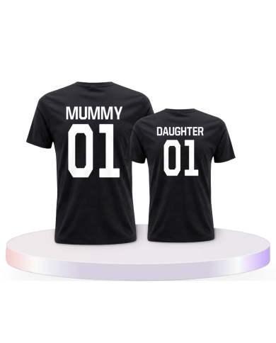 Mutter und Tochter mit Text Mummy & Daughter Eltern-Kind | Paarpulli