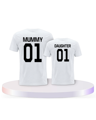 Mutter und Tochter mit Text Mummy & Daughter Eltern-Kind | Paarpulli
