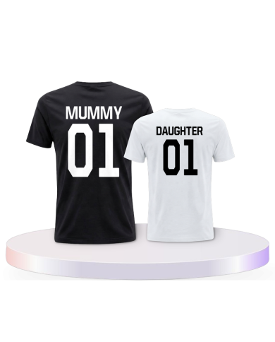 Mutter und Tochter mit Text Mummy & Daughter Eltern-Kind | Paarpulli