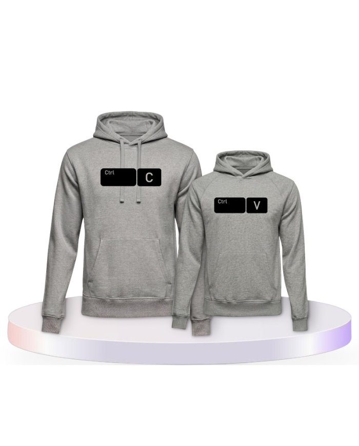 Strg C und Strg V im Button Design Mutter & Kind Hoodies | Paarpulli