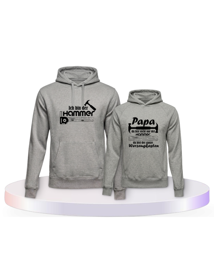 Gemeinsamer Look: Du bist der Hammer Vater Kind Hoodies | Paarpulli
