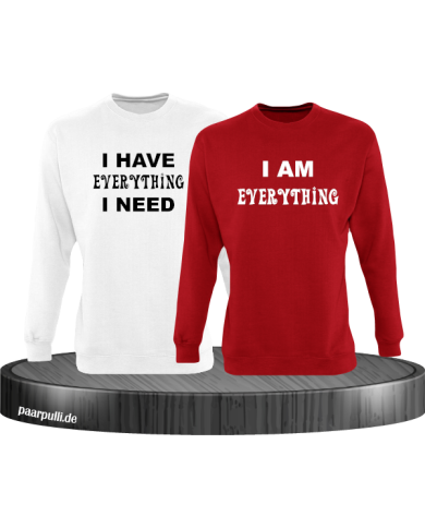 I have everything i need und i am everything partnerlook sweatshirts in weiß-rot