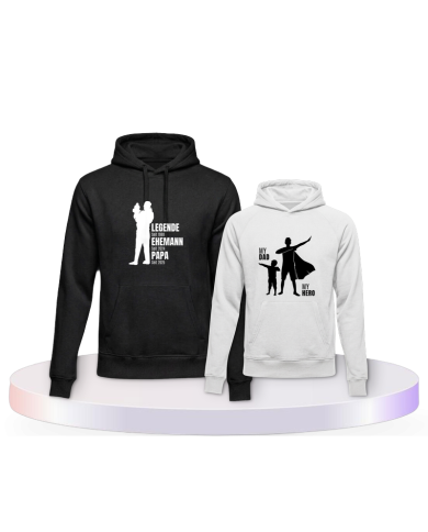 Partnerlook Hoodies mit My Hero My Dad Vater Sohn | Paarpulli