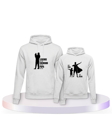 Partnerlook Hoodies mit My Hero My Dad Vater Sohn | Paarpulli
