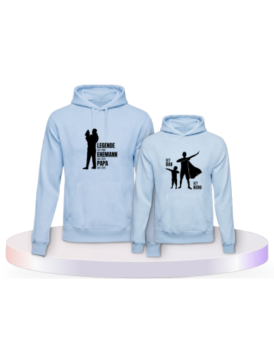 Partnerlook Hoodies mit My Hero My Dad Vater Sohn | Paarpulli