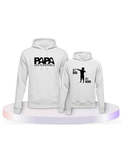 Partnerlook Hoodies mit Papa der Superheld Vater Sohn | Paarpulli