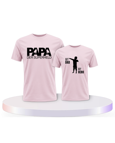 Papa der Superheld für Vater und Sohn Eltern-Kind T-Shirts | Paarpulli