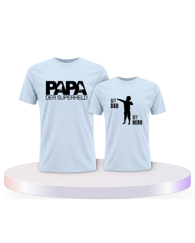 Papa der Superheld für Vater und Sohn Eltern-Kind T-Shirts | Paarpulli