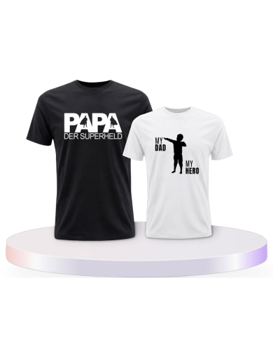 Papa der Superheld für Vater und Sohn Eltern-Kind T-Shirts | Paarpulli
