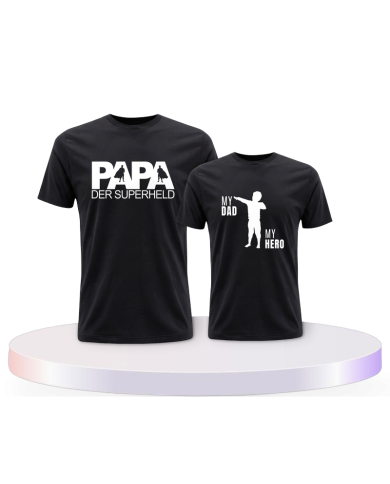 Papa der Superheld für Vater und Sohn Eltern-Kind T-Shirts | Paarpulli