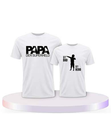 Papa der Superheld für Vater und Sohn Eltern-Kind T-Shirts | Paarpulli