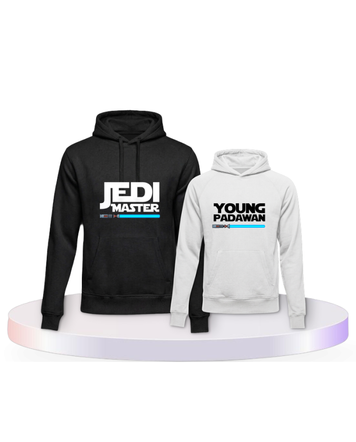 Jedi Master und Young Padawan Vater Kind Pärchen Hoodies | Paarpulli