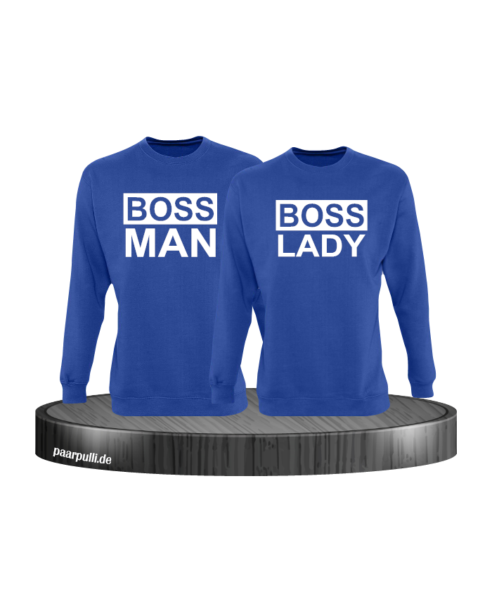Boss Man und Boss Lady Partnerlook Sweatshirts in blau
