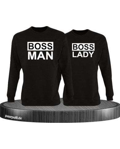 Boss Man und Boss Lady Partnerlook Sweatshirts in schwarz
