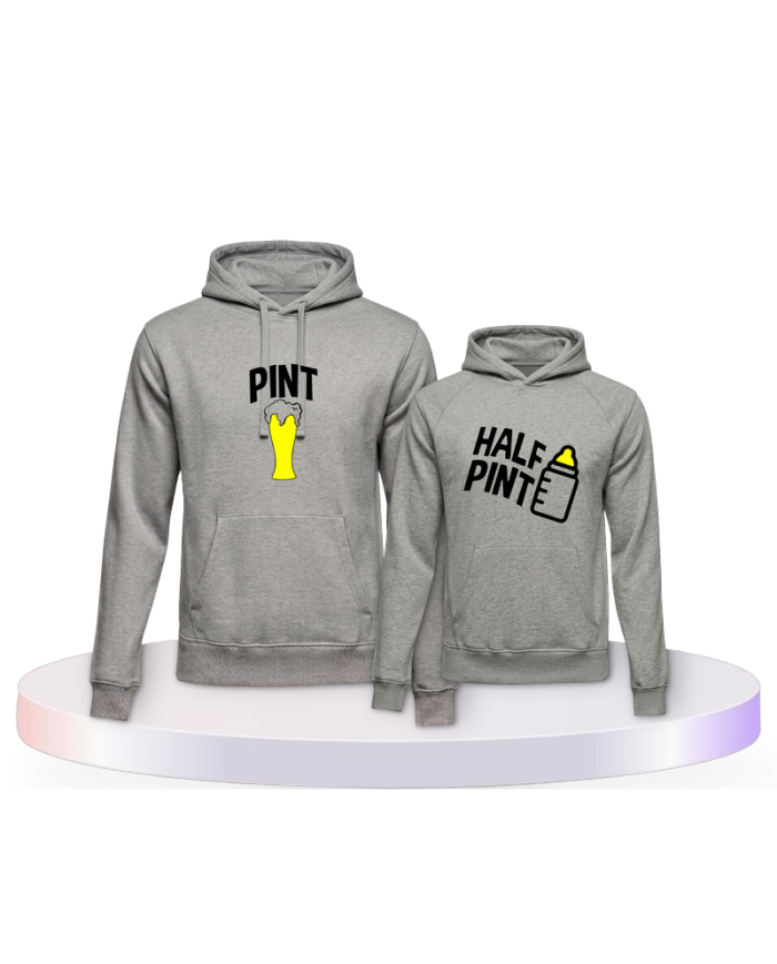 Pint und Half Pint Vater und Sohn Eltern-Kind Hoodies | Paarpulli