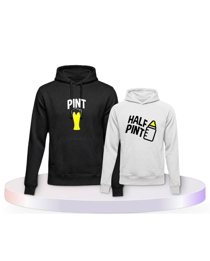 Pint und Half Pint Vater und Sohn Eltern-Kind Hoodies | Paarpulli