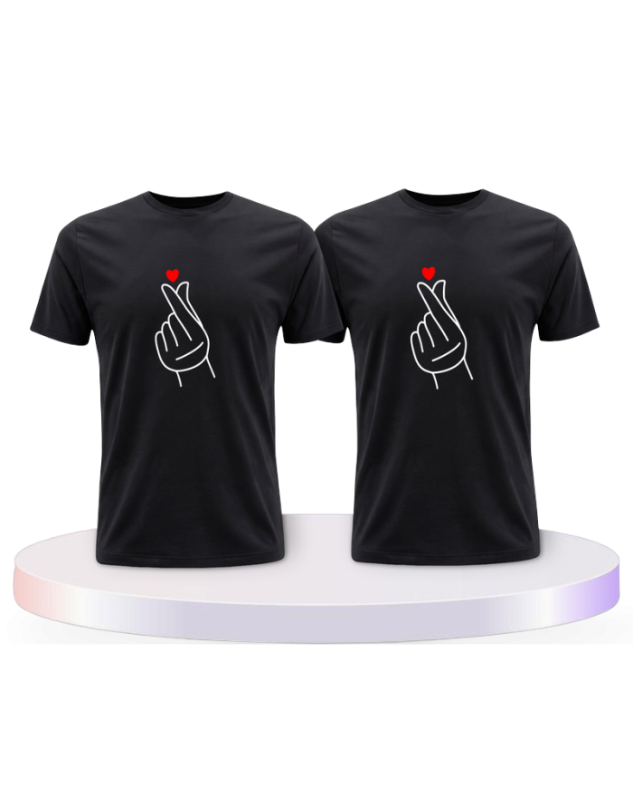 Fingerherzen Pärchen T-Shirts mit Herz | Paarpulli
