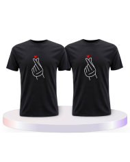 Fingerherzen Pärchen T-Shirts mit Herz | Paarpulli