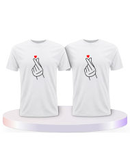 Fingerherzen Pärchen T-Shirts mit Herz | Paarpulli
