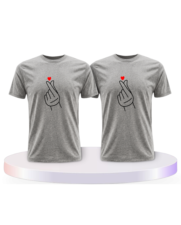 Fingerherzen Pärchen T-Shirts mit Herz | Paarpulli