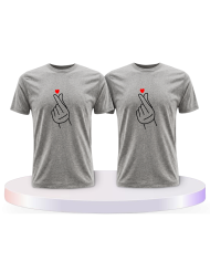 Fingerherzen Pärchen T-Shirts mit Herz | Paarpulli