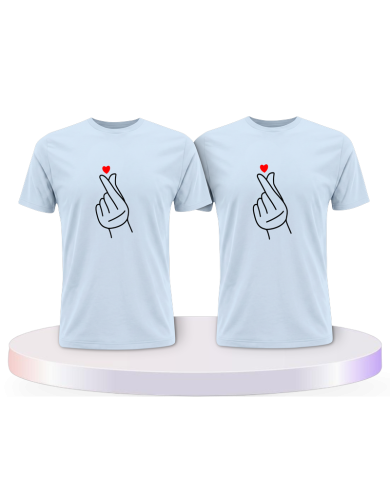 Fingerherzen Pärchen T-Shirts mit Herz | Paarpulli