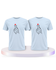 Fingerherzen Pärchen T-Shirts mit Herz | Paarpulli