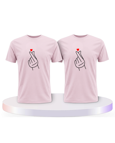 Fingerherzen Pärchen T-Shirts mit Herz | Paarpulli