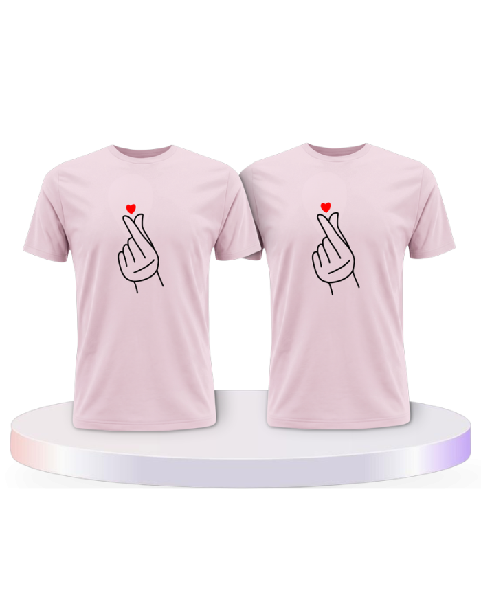 Fingerherzen Pärchen T-Shirts mit Herz | Paarpulli