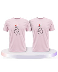 Fingerherzen Pärchen T-Shirts mit Herz | Paarpulli