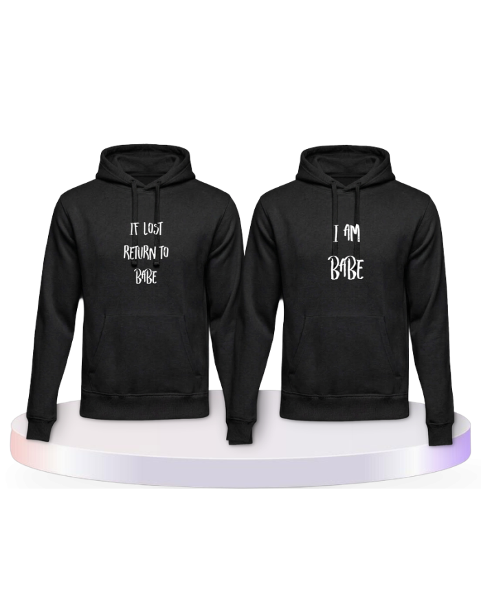 If lost return to Babe Pärchen Hoodies | Paarpulli